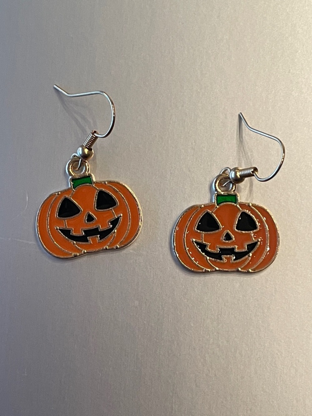 Halloween Pumpkin Jack-O'-Lantern Drop Earrings - Orange